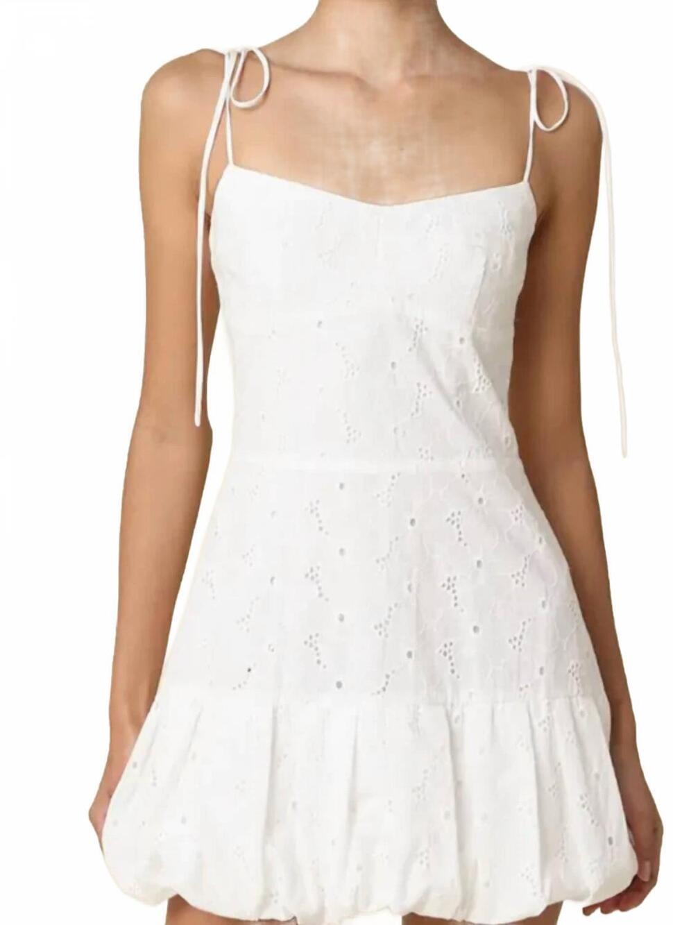 NEW OLIVACEOUS charis mini bubble dress in white